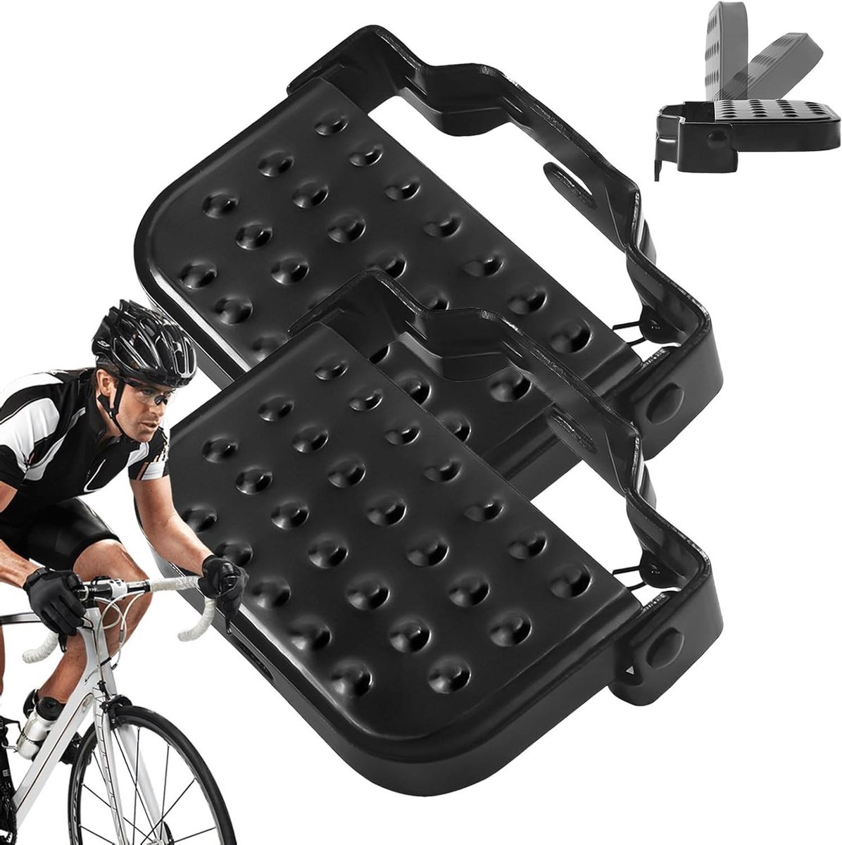 Achterbank Pedalen - Fiets Voetsteunen - Extra Rijders - Inklapbaar Ontwerp - 100 kg Draaglast - Zwart