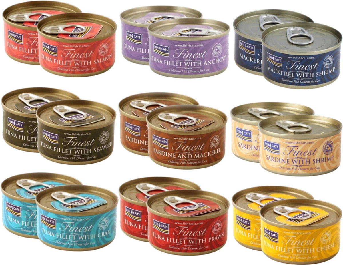 Fish4Dogs Fish4Dogs - Finest Filet - Katten Natvoer - Mix Smaken - 18x70g