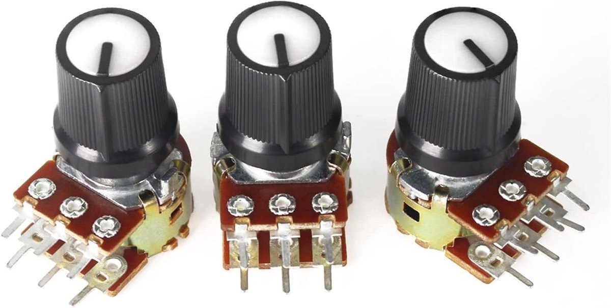 Variabele Weerstand - Roterende Potentiometer - Elektronische Projecten - Lineaire Kegel - 15 mm - Wit