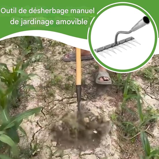 Hand Weeder Tool - Wortelverwijderaar Tuin - Onkruid Verwijderen - Ergonomische Handgreep - 38 x 30 x 12 cm - Grijs van Merkloos	 — afbeelding 2