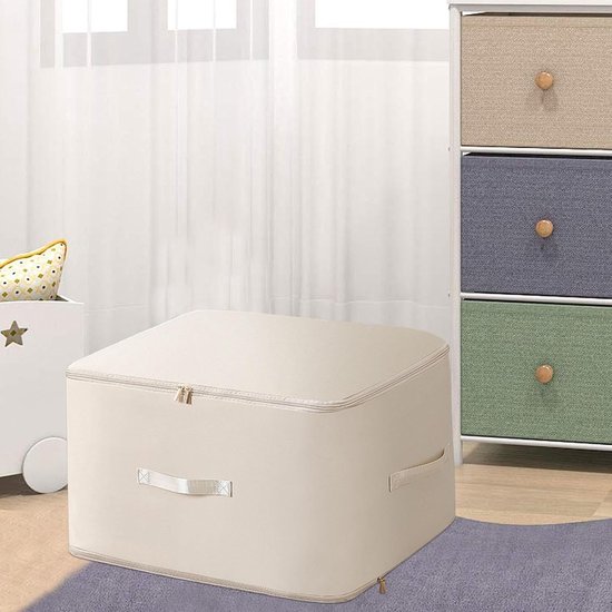 Opbergzakken Dekbed - Beddengoed Tas - Ruimte Besparen - Versterkte Handgrepen - 54x42x30cm - Beige — afbeelding 2