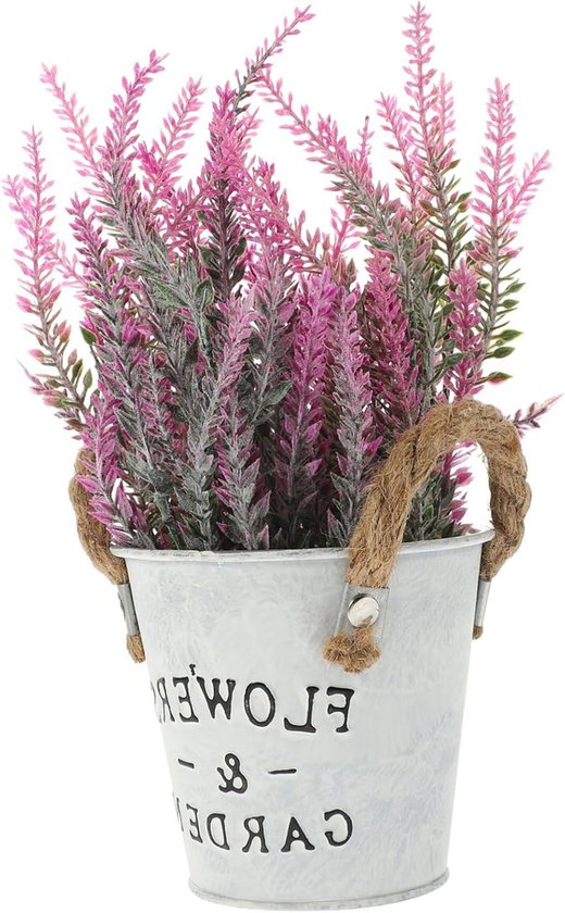 Kunstlavendel in Pot - Nep Plant - Huis Decoratie - Gemakkelijk Te Verzorgen - 11x22cm - Paars Rood