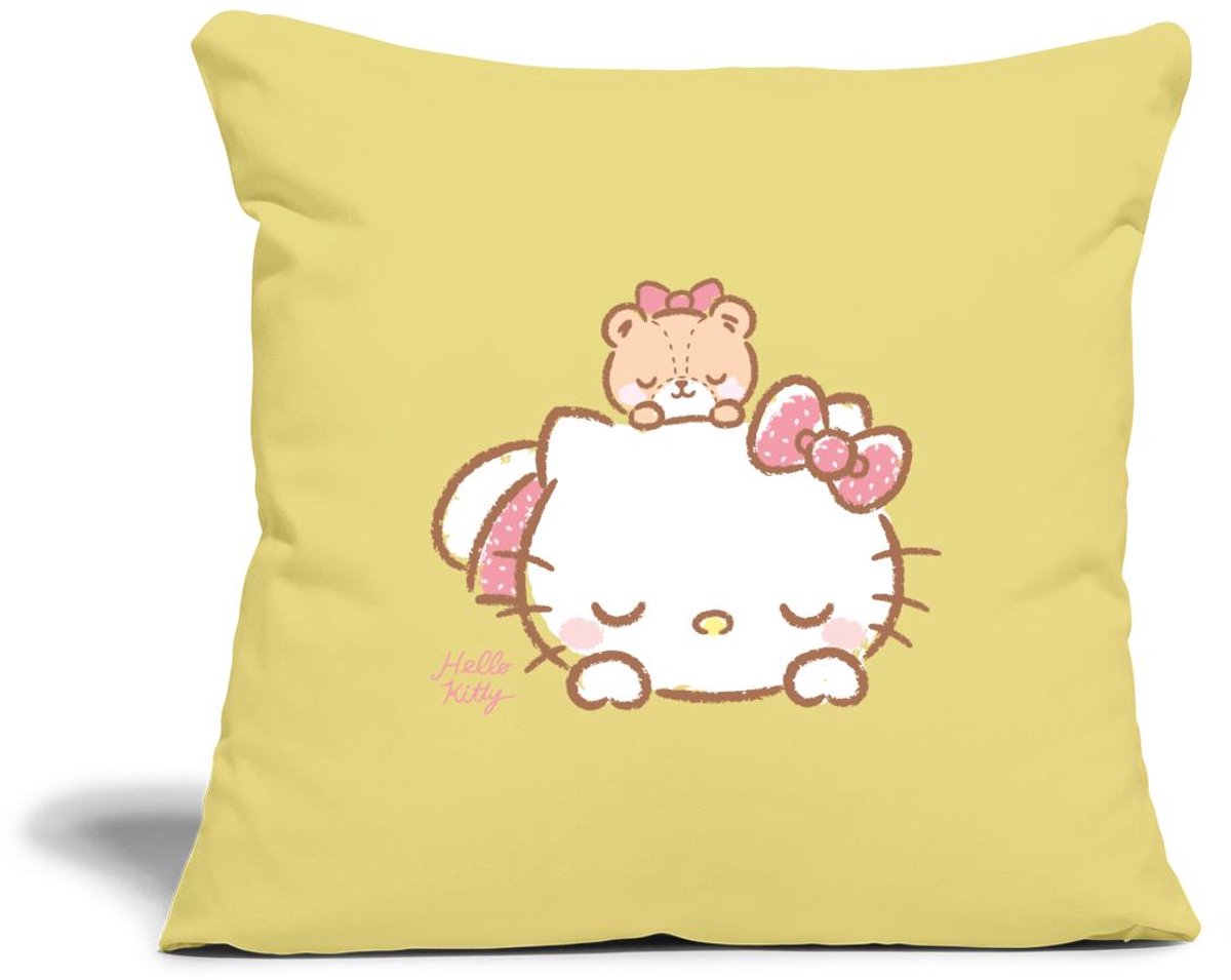 Hello Kitty Met Teddy Op Haar Rug Sierkussenhoes, 45 x 45 cm