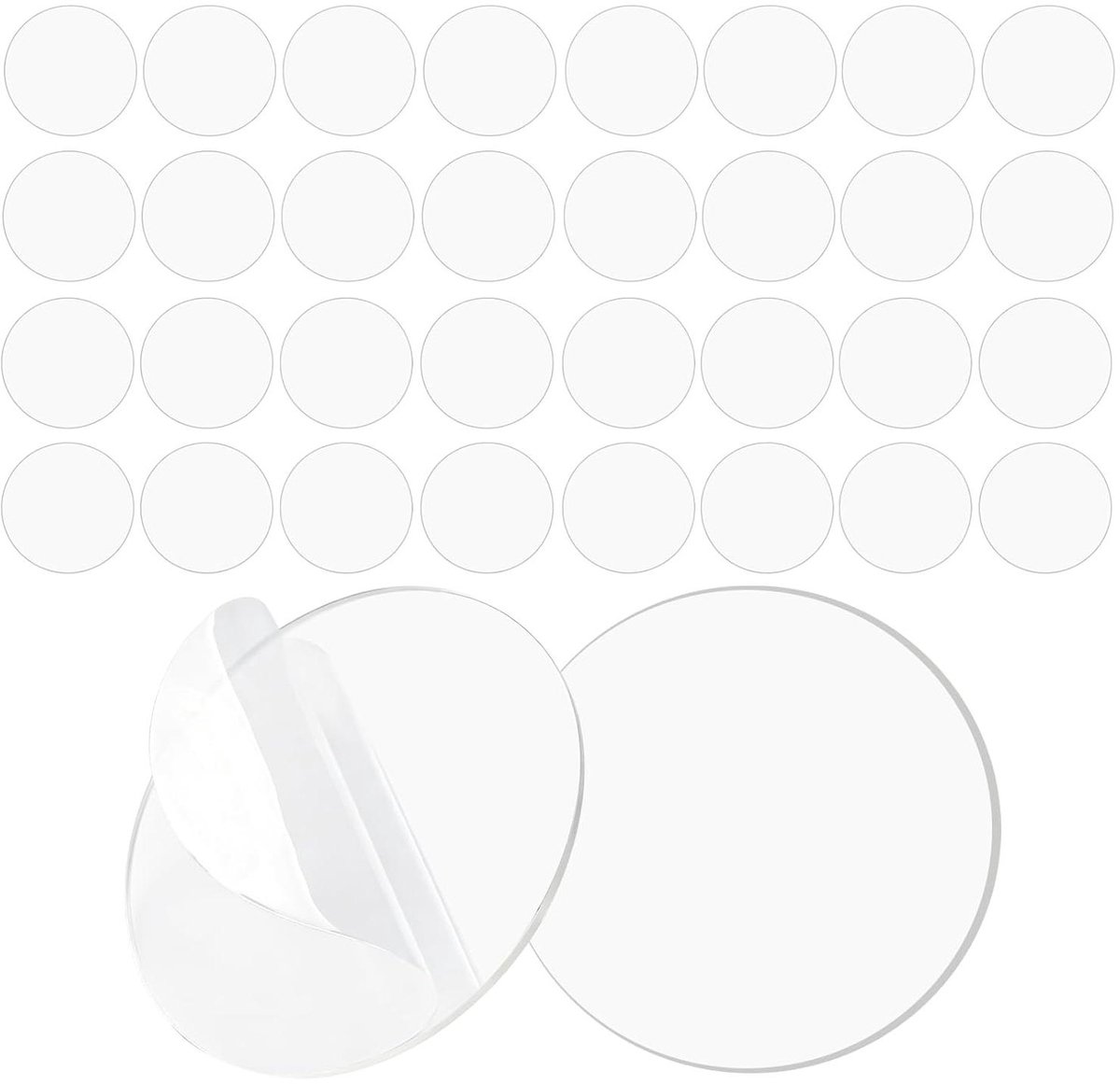 Dubbelzijdige Zelfklevende Pads - Ronde Kleefpads - Bevestigen en Ophangen - Afwasbaar en Herbruikbaar - 30 Stuks 4.5 cm - Transparant