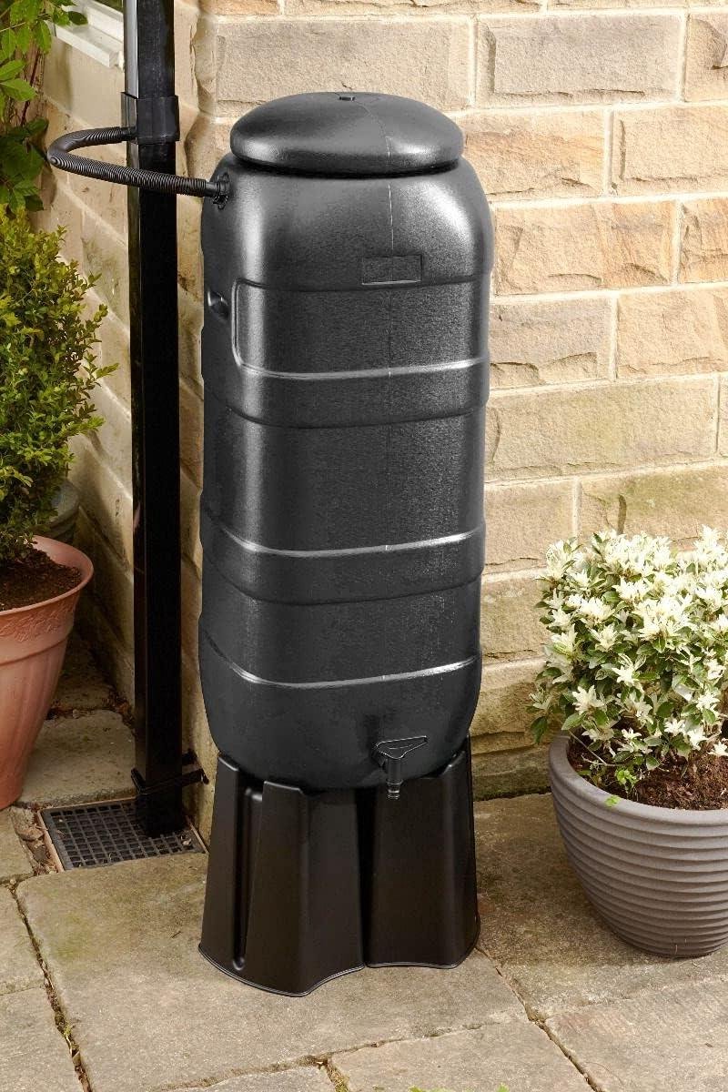 Regenton Kit - Water Opslag - Tuin Water Geven - Inclusief Stand & Tuit - 100 Liter - Zwart