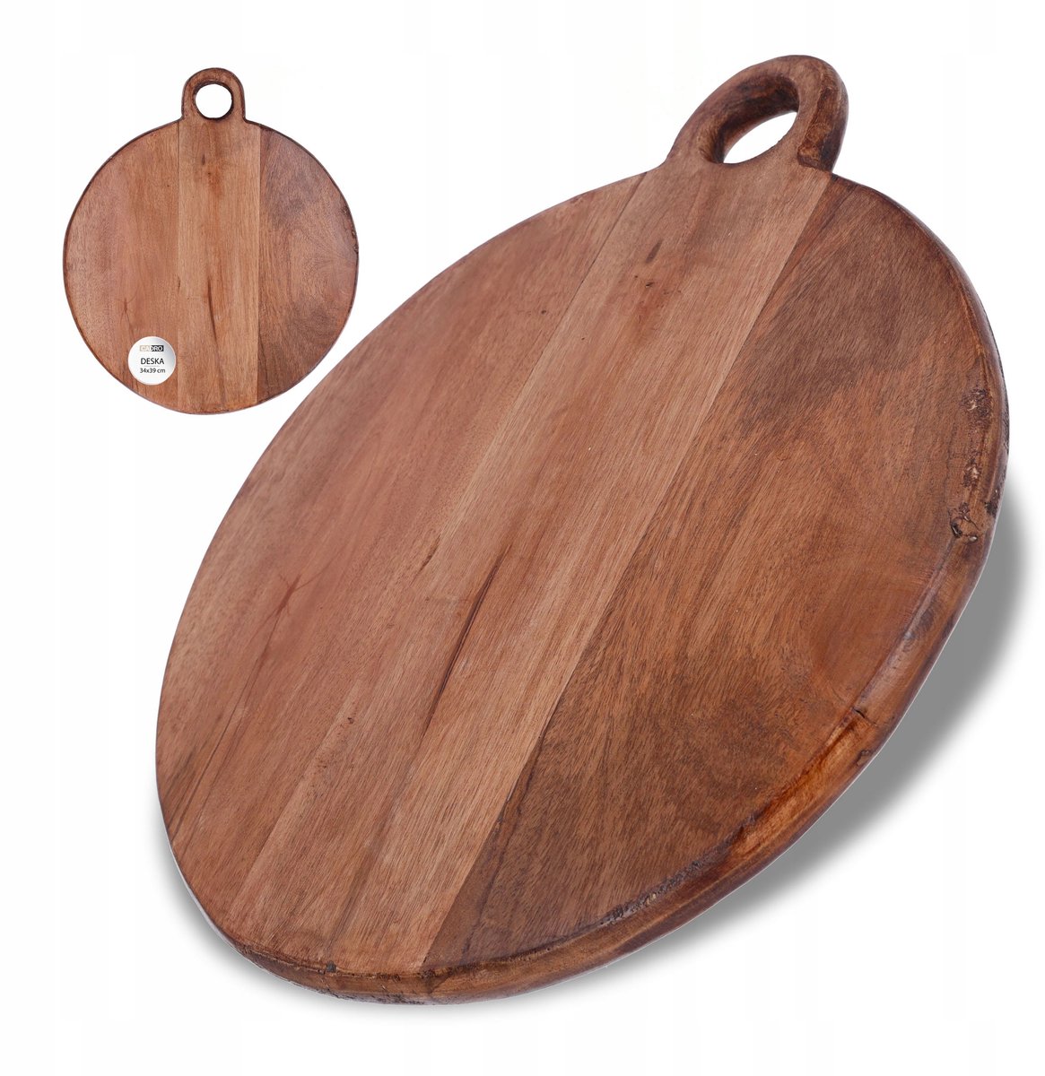 Houten Mango Serveer- en Snijplank Rond 34x39 cm
