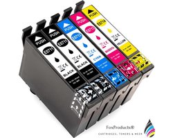 FoxProducts® T0711, T0712, T0713, T0714, T0715, 5 cartridges geschikt voor Epson, Stylus D120, S20, S21, SX100, SX105, SX110, SX115, SX200, SX205, SX210, SX215, SX218, SX400, SX405, SX410, SX415, SX510W, SX600FW, SX610, 0711, 0712, 0713, 0714, 0715