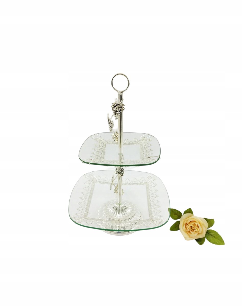 Tweelaagse Zilveren Glazen Fruitschaal Y008 - Elegant & Functioneel