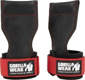 Gorilla Wear Lifting Grips - Professionele Fitness Grips & Polssteun - Gripversterkers voor Deadlifts & Rows - 1 Paar - One Size - Zwart / Rood