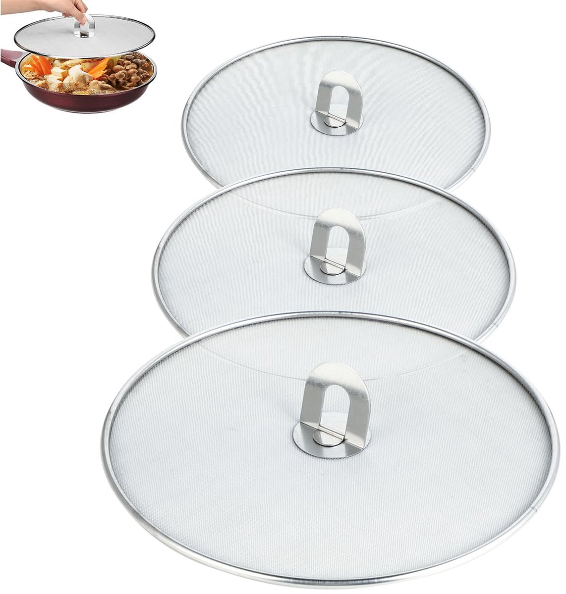 Dailygoods - Spatbescherming - Multifunctionele spatdeksel - Roestvrij staal - Effectief tegen olie- en waterspatten - Geschikt voor pannen 25/29/33 cm
