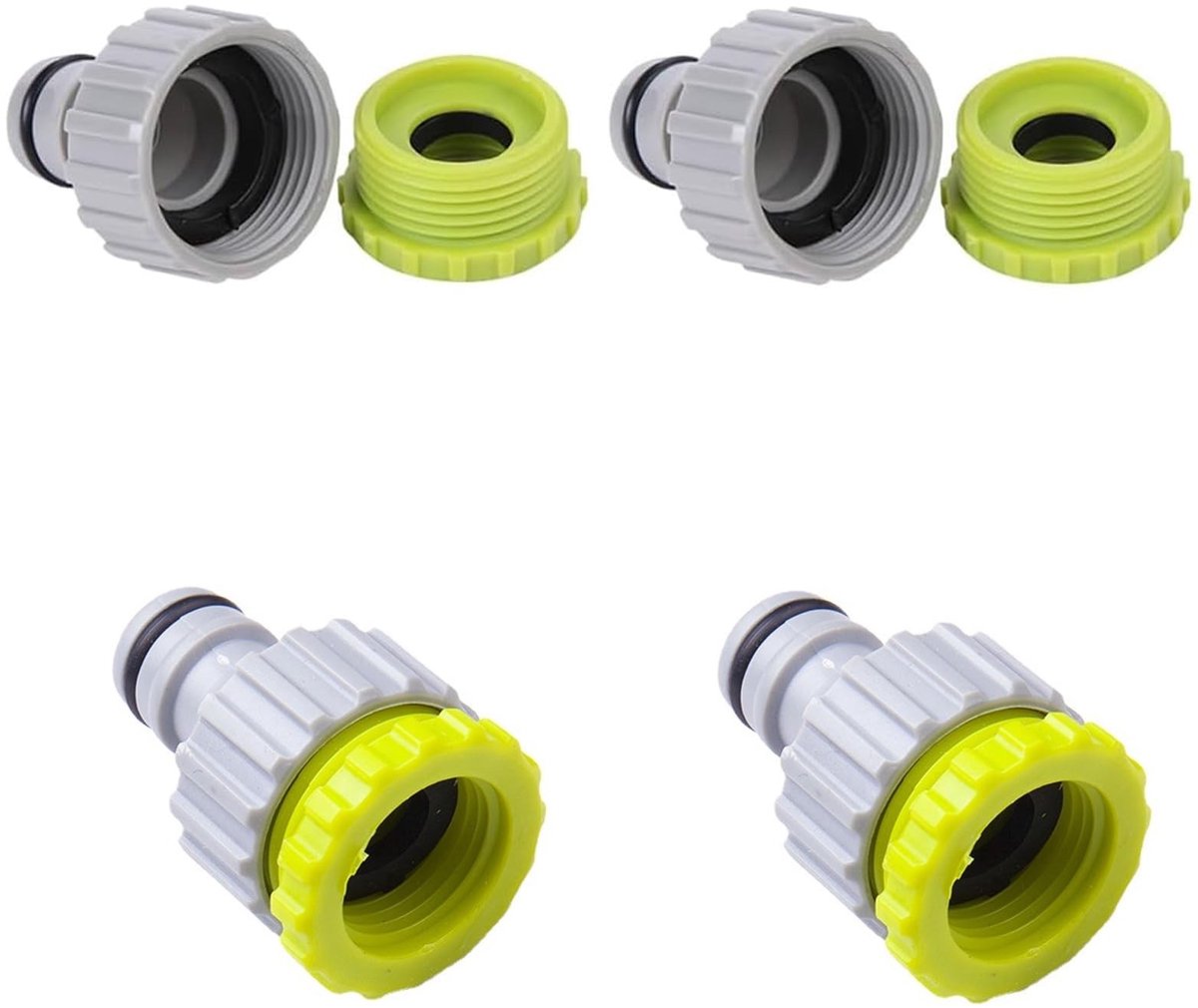 Allecto - Kraanadapter - Tuinslang - 4 stuks - Groen en Grijs