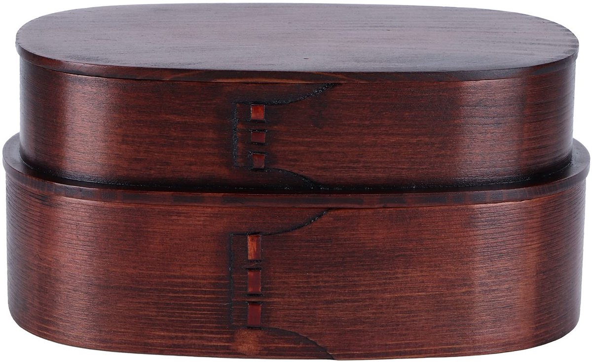 Dailygoods- Bento Box Dubbellaags Ontwerp - Houten Voedselcontainer - Lekvrij - Draagbaar - Voor Studenten/Arbeiders - Sterk en Duurzaam - Lunchbox