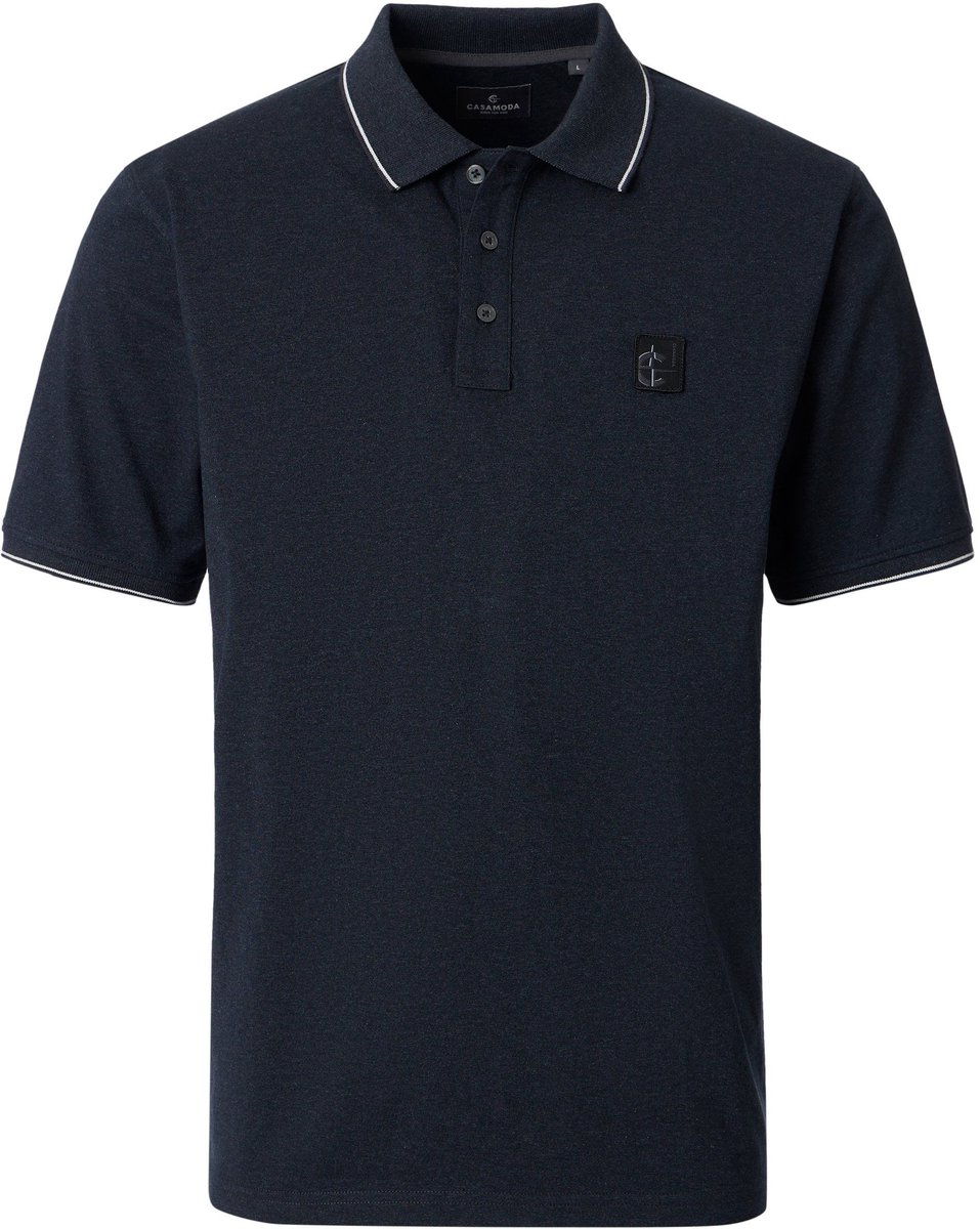CASAMODA Polo Jersey Tipping Donkerblauw (navy) - Maat 4XL - Heren