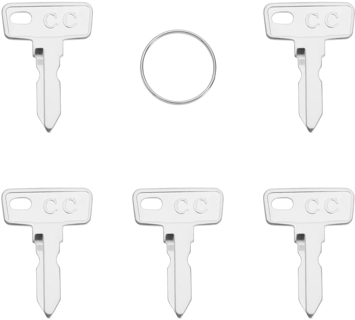 JHUBERS- Ontstekingssleutel 5 Stuks - Vervangende Sleutels - Golfkar Sleutels - Metalen Sleutel - Compatibel met Club Car DS/Precedent - Compact Formaat 2,7x3,4 cm