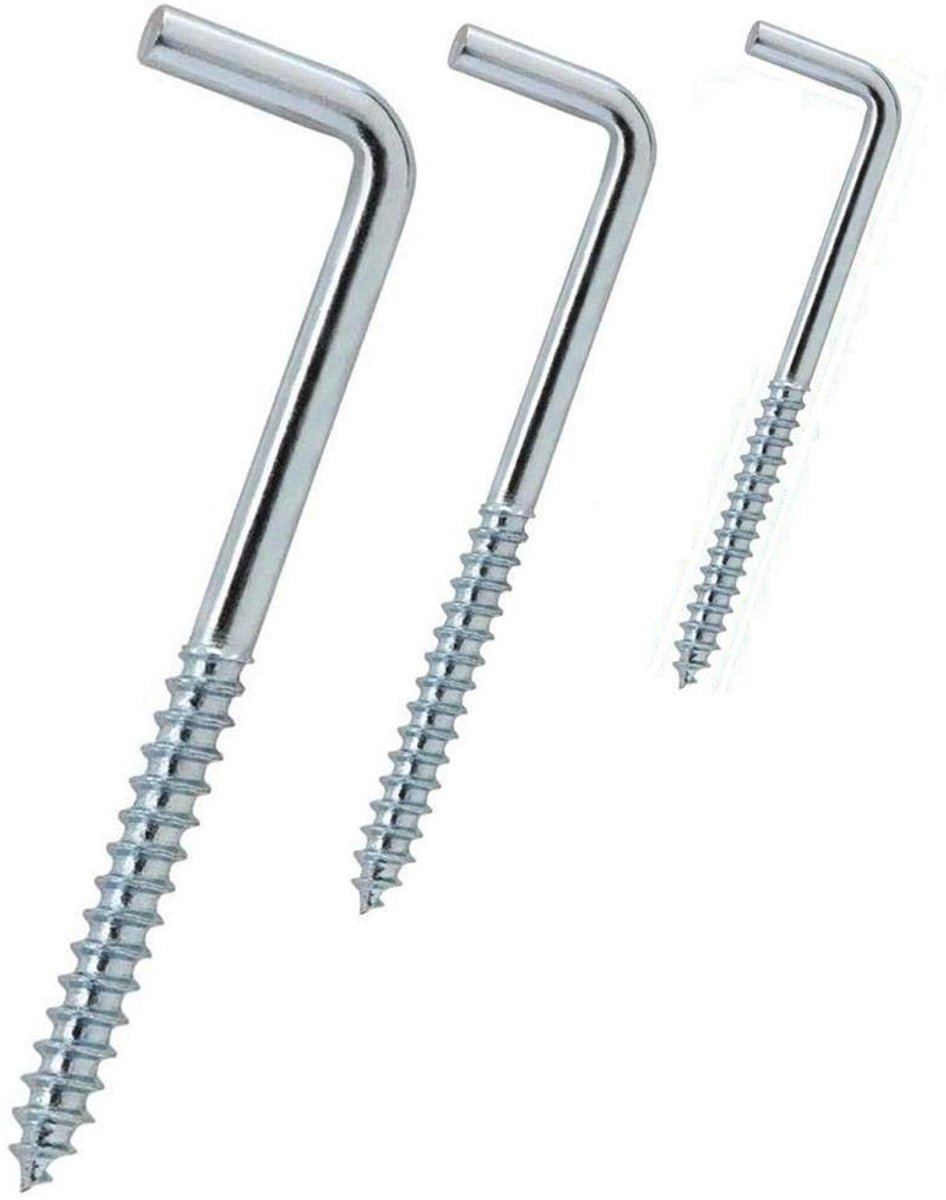 JHUBERS- Schroefhaak 4 cm - 200 Stuks 5 x 60 mm - 80 Stuks 6 x 80 mm - Gegalvaniseerd Staal - Geschikt voor Binnen/Buiten - Zilver - Haakjes