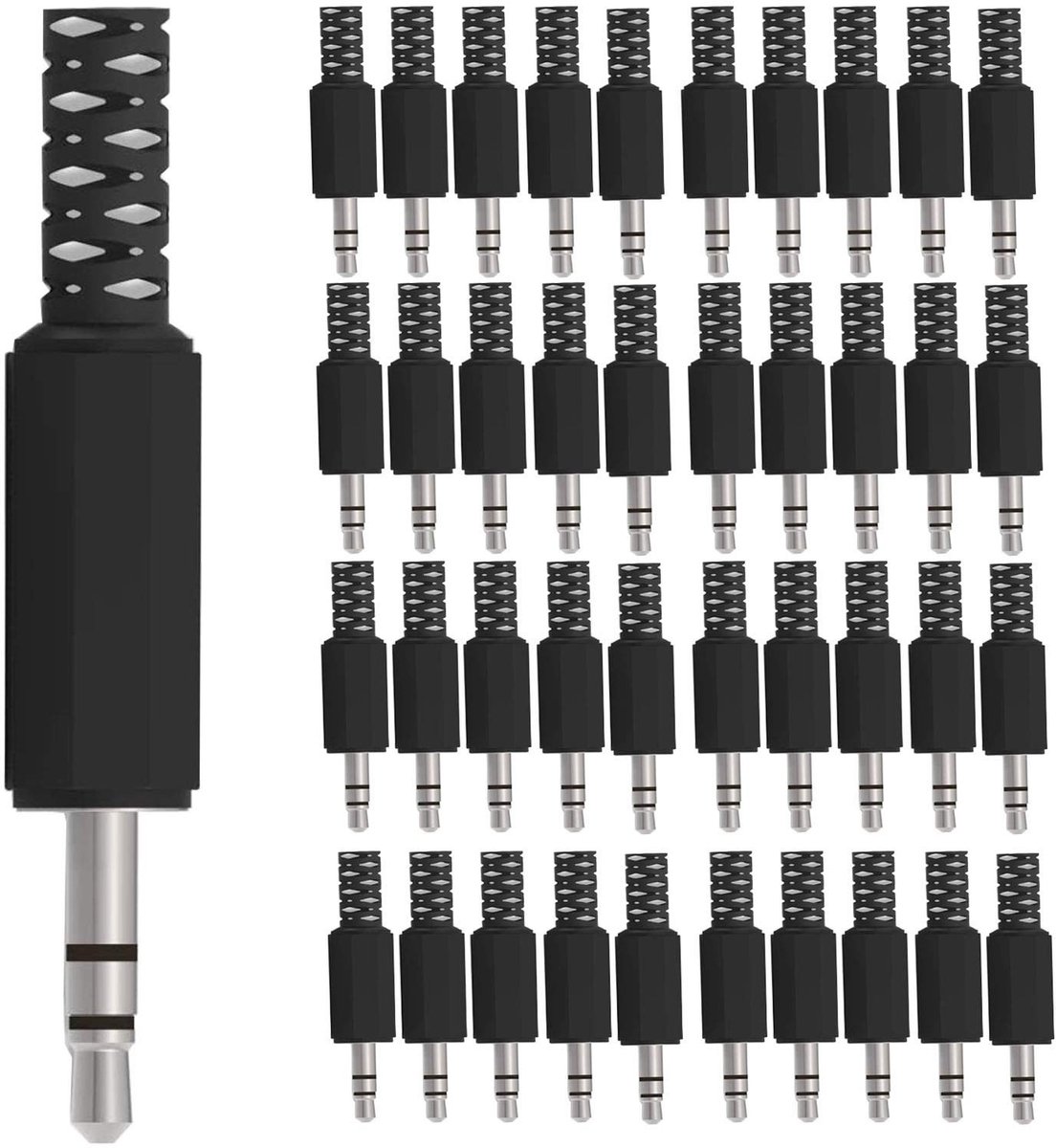 JHUBERS - 40-Pack 3.5mm TRS Male Plug - Verbindingsconnector voor Hoofdtelefoons