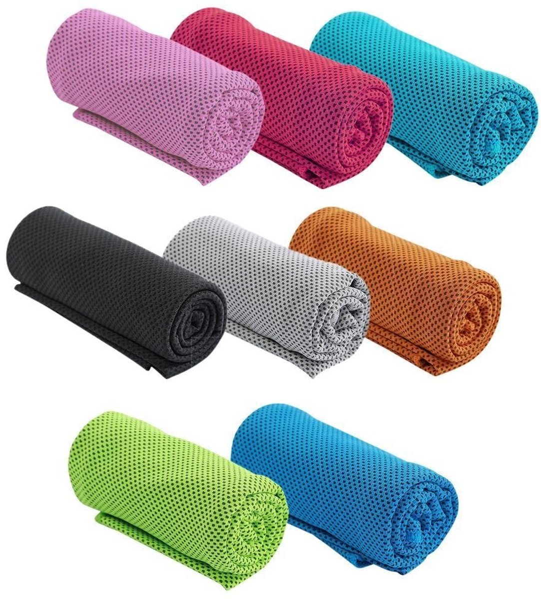 BRENZOOS- Koeldoek 8 Stuks - Microvezel - Zachte Koele Handdoek - Verkoelende Handdoek - Ideaal voor Yoga/Gym - Afmetingen 30 x 90 cm - Koelhanddoek