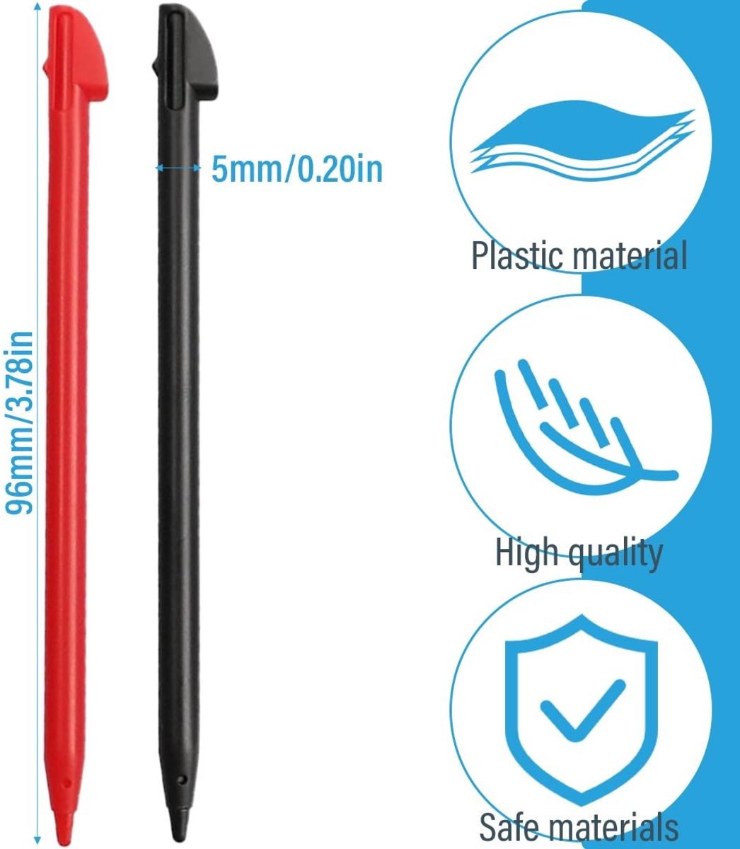 BRENZOOS- DS-pen Set van 4 - Nauwkeurige Controle - Kunststof - Compatibel met 3DS/3DS XL - Schermbescherming - 9,5 cm Lang - Stylus