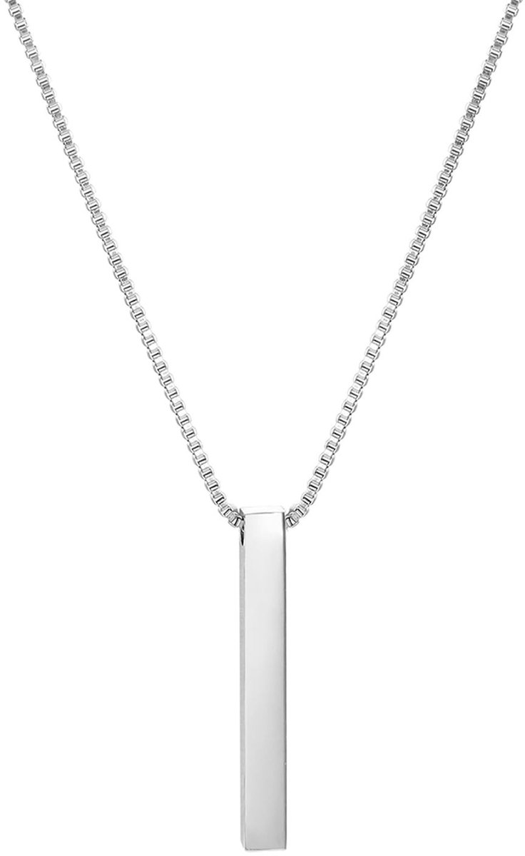BRENZOOS- Halsketting Gepersonaliseerd - Roestvrijstalen 3D Barhanger - Minimalistische Stijl - Hanger met Naam - Elegant Accessoire - Perfect Cadeau - Sieraad
