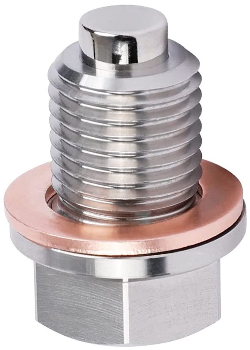 JHUBERS- Olieaftapplug M12 x 1,5 - Roestvrij Staal - Magnetisch - Geschikt voor B/M*W - Geschikt voor Mini - Inclusief Koperen Sluitring - Afvoerplug