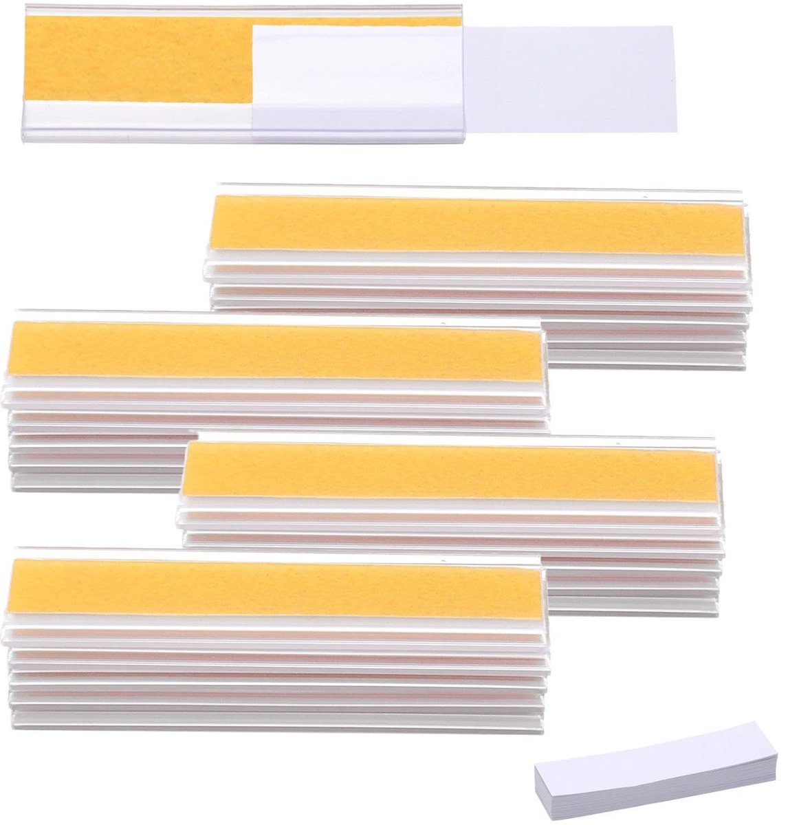 Dailygoods- Etikettenhouder Zelfklevend - Transparante Labelhouder - 50 Stuks - PVC - Kaartmateriaal 7,6 x 2,5 cm - Voor Supermarkt/Boekenkast/School