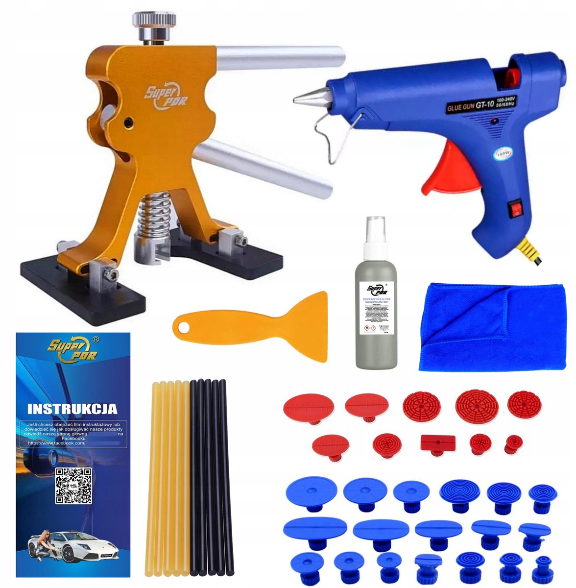 Professionele PDR set: Uitdeukgereedschap, lijmpistool & accessoires