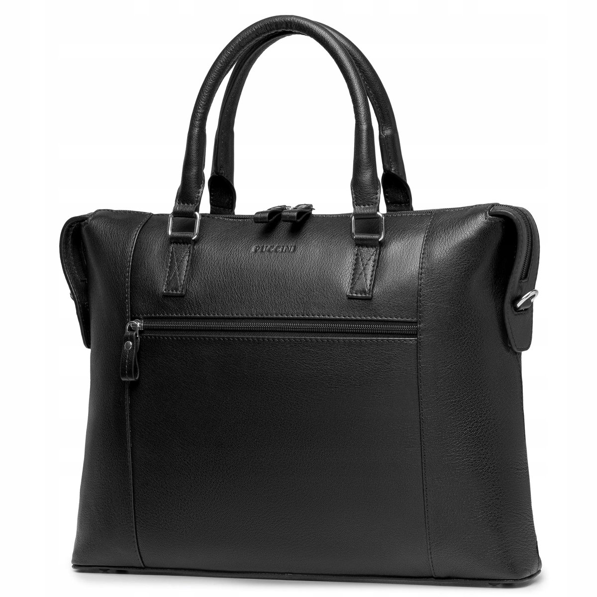 Puccini Leren Laptoptas Actetas Zwart 15 Inch