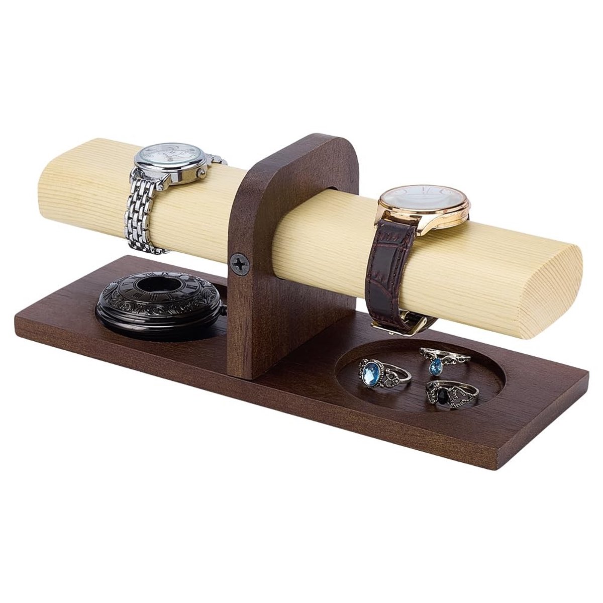 Dailygoods- Horlogehouder T-Bar - Houten Sieradenhouder - Horloge Stand - Organisator voor Horloges - Verstelbaar - 7,5 x 20 x 8,5 cm - Sieradenstandaard