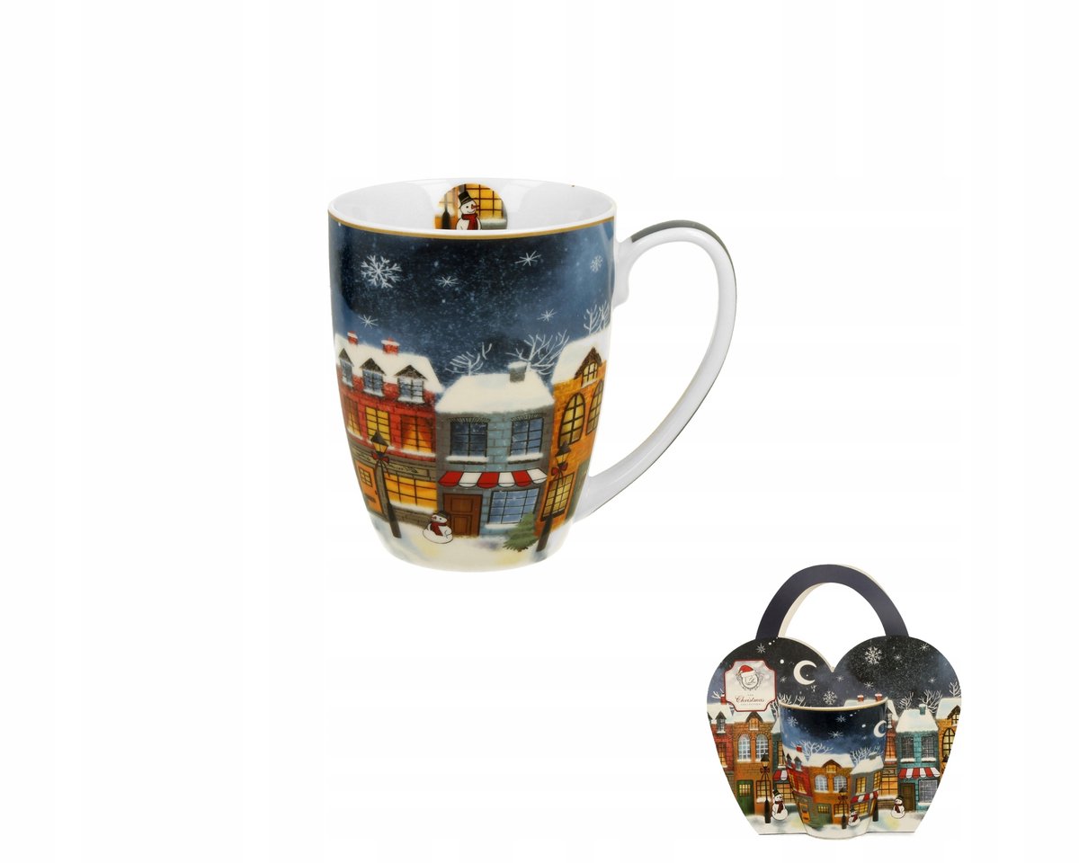 Keramiek Mok 360ml - Winterse Stadsdecoratie
