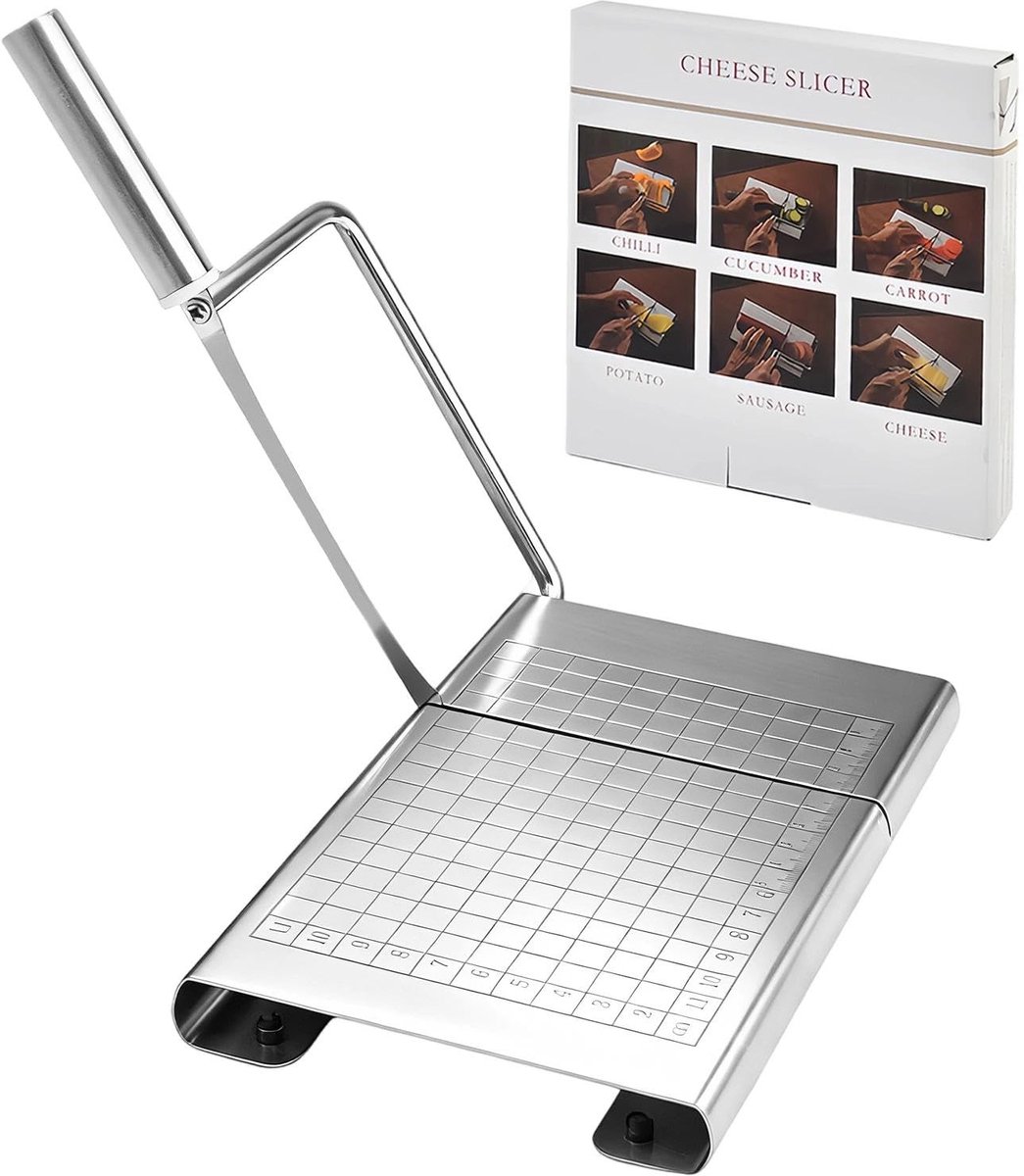 Dailygoods- Kaassnijder met roestvrijstalen lemmet - Multifunctionele Kaassnijder - Ergonomisch Ontwerp - Antislip Rubberen Pads - Duidelijke Roostermarkeringen - Voor Kaas en Groenten - Kaasschaaf