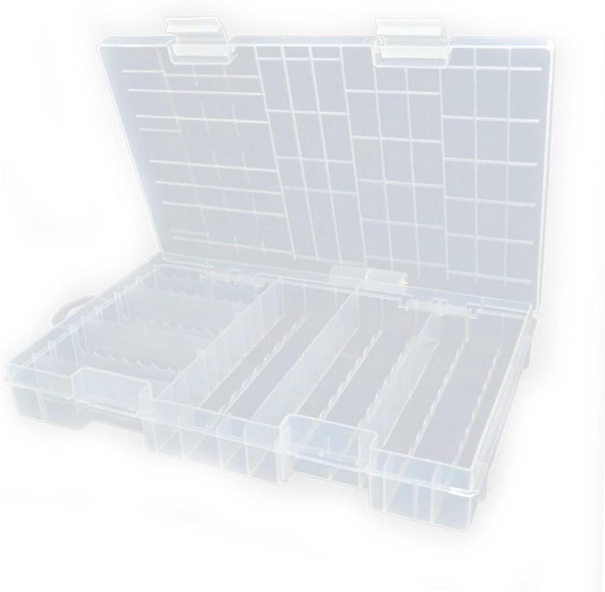Batterij Opbergdoos - Batterij Organizer - Batterijen Sorteren - Dubbele Laag Ontwerp - 60 AA Batterijen - Transparant