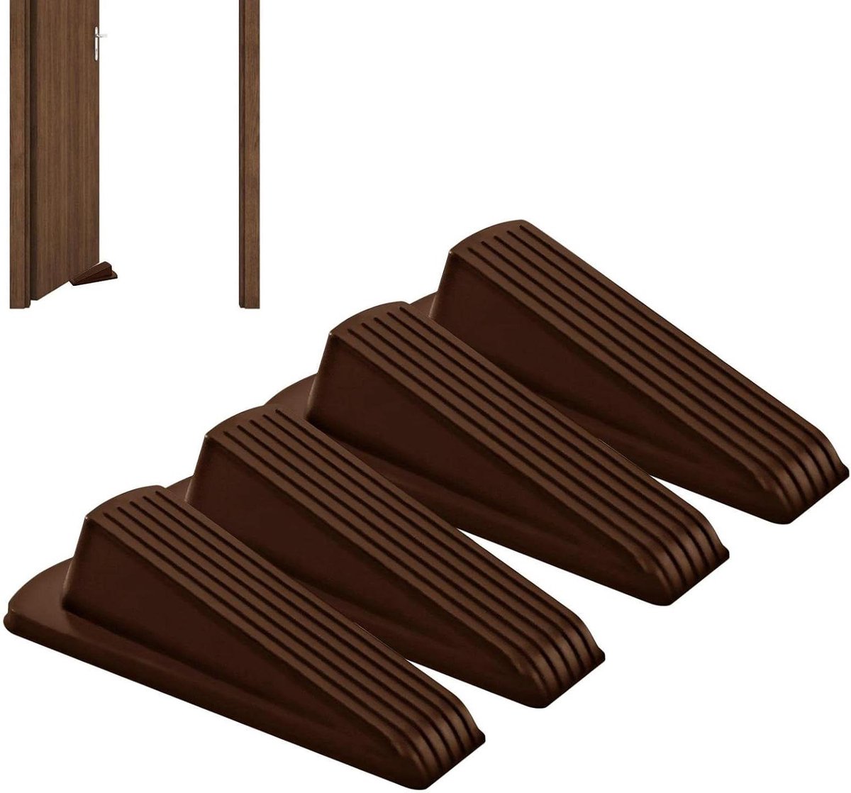 Deurstopper - Deurwig - Deur Vastzetten - Krasbestendig Rubber - 4 Stuks - Bruin