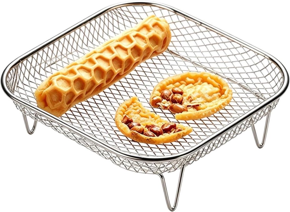 Airfryer Rooster - Stapelbaar Rek - Gelijkmatig Koken - Roestvrij Staal - 135 x 67 cm - Zilver