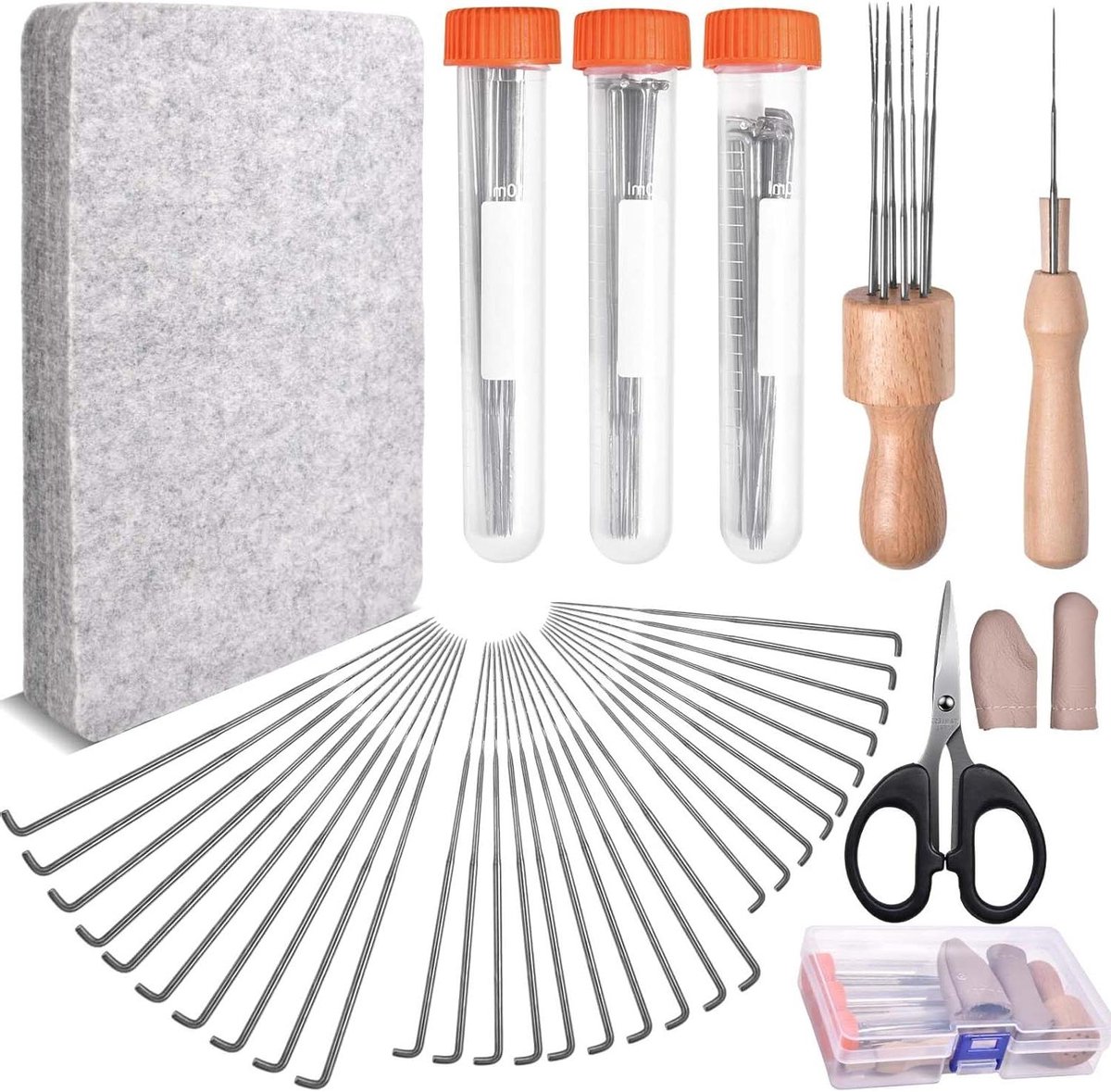 Viltnaalden Set - Naalden Vilt - Hobby Knutselen - Complete Gereedschap - 39 Delen - Grijs