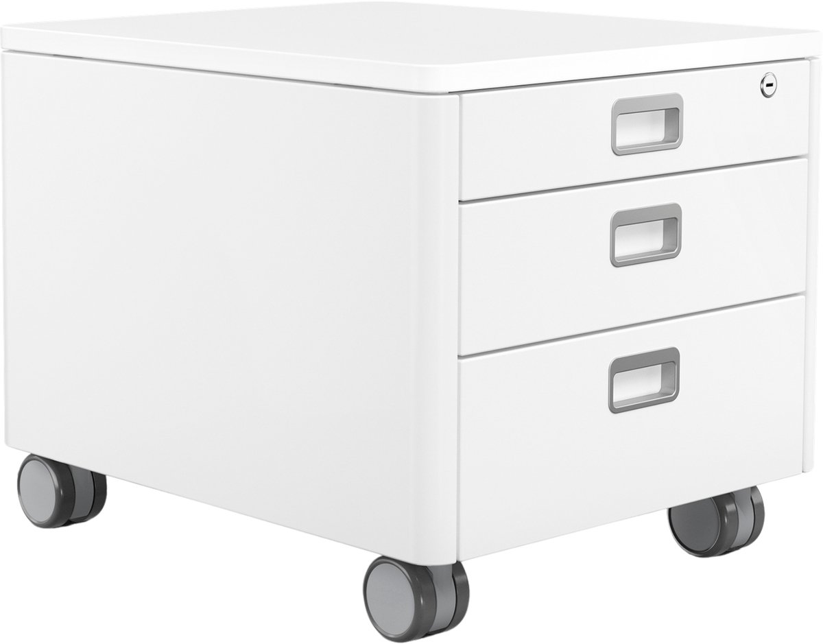 Moll Cubic Rolcontainer - Afsluitbare lades met softclose - Mobiel ladeblok - Zitmogelijkheid - Voor kinderbureaus - Wit