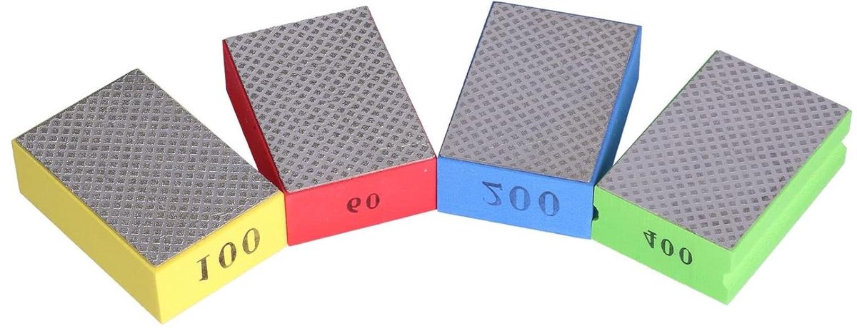 Diamant Polijstpads - Schuursponsjes - Steen Bewerken - Vier Gritsoorten - Set van 4 - Multicolor