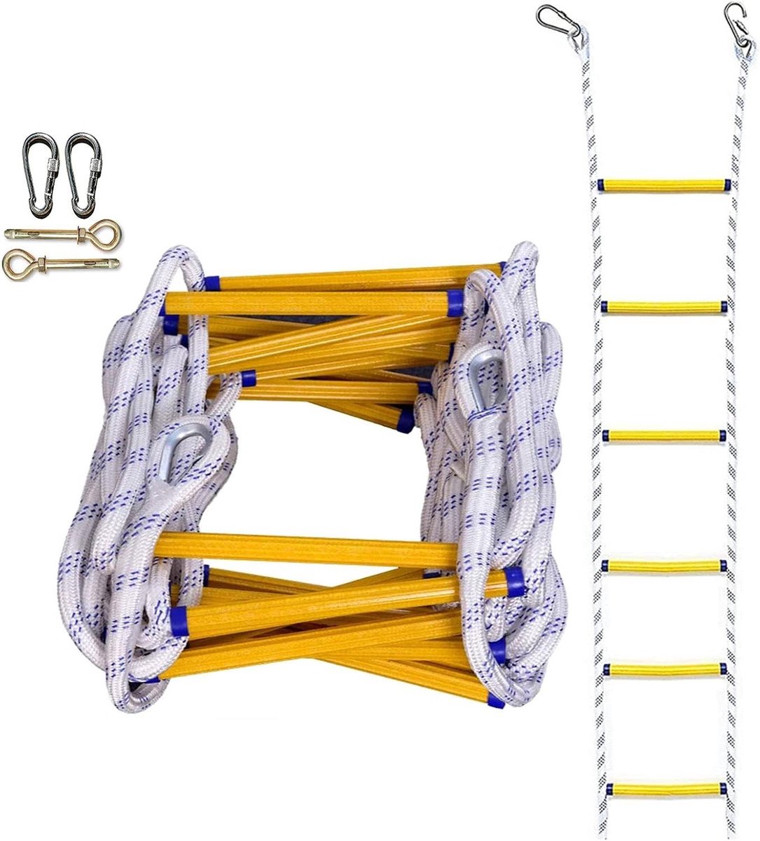 Touwladder Brandontsnapping - Reddingsladder Noodladder - Veilige Evacuatie - Sterk Draagvermogen - 10 meter - Zwart