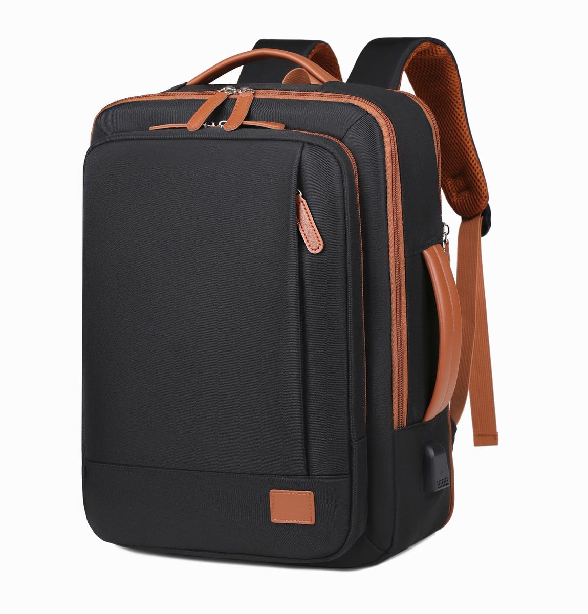 Unisex laptoprugzak voor op reis met grote capaciteit – Uitbreidbaar – Waterbestendig – Casual dagrugzak – Voorzien van USB-oplaadpoort en vak voor natte/droge spullen – Geschikt voor zaken en vrije tijd – Zwart