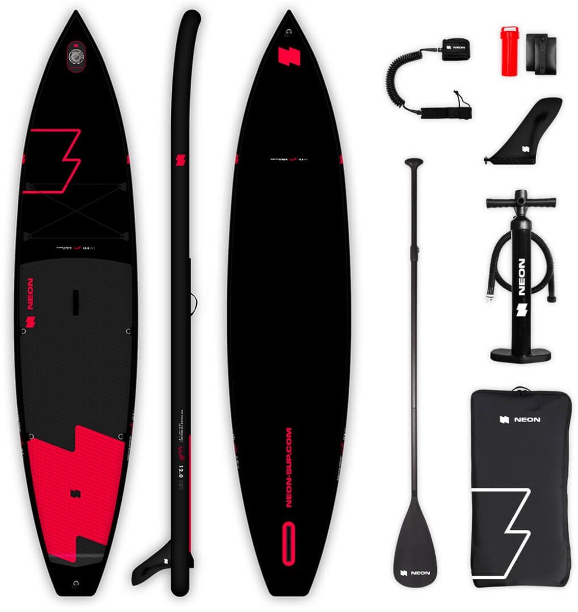 NEON Opblaasbaar Stand Up Paddle Board Touring SUP Volt Berry 12 voet Lichtgewicht en stabiel