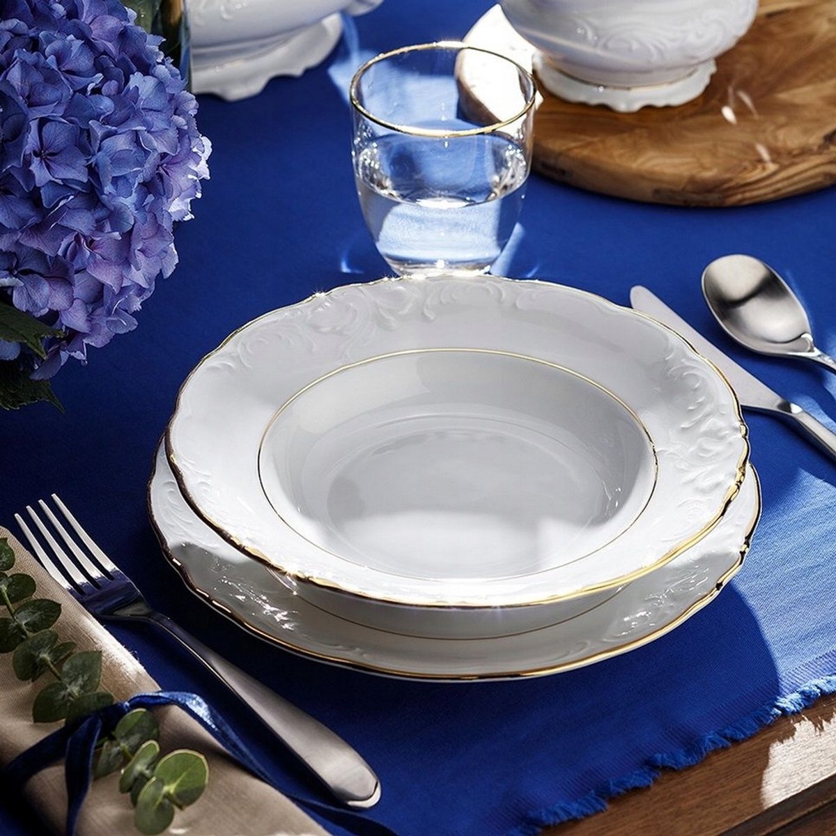 Diep bord Fryderyka 22,5 cm - Gouden Lijn Porselein Chodzież