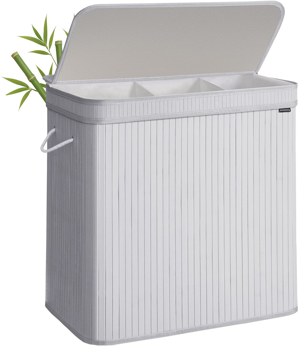 SONGMICS - Wasmand - Wassorteerder - Bamboe - Handgrepen - Uitneembare Waszak - 150 Liter Capaciteit