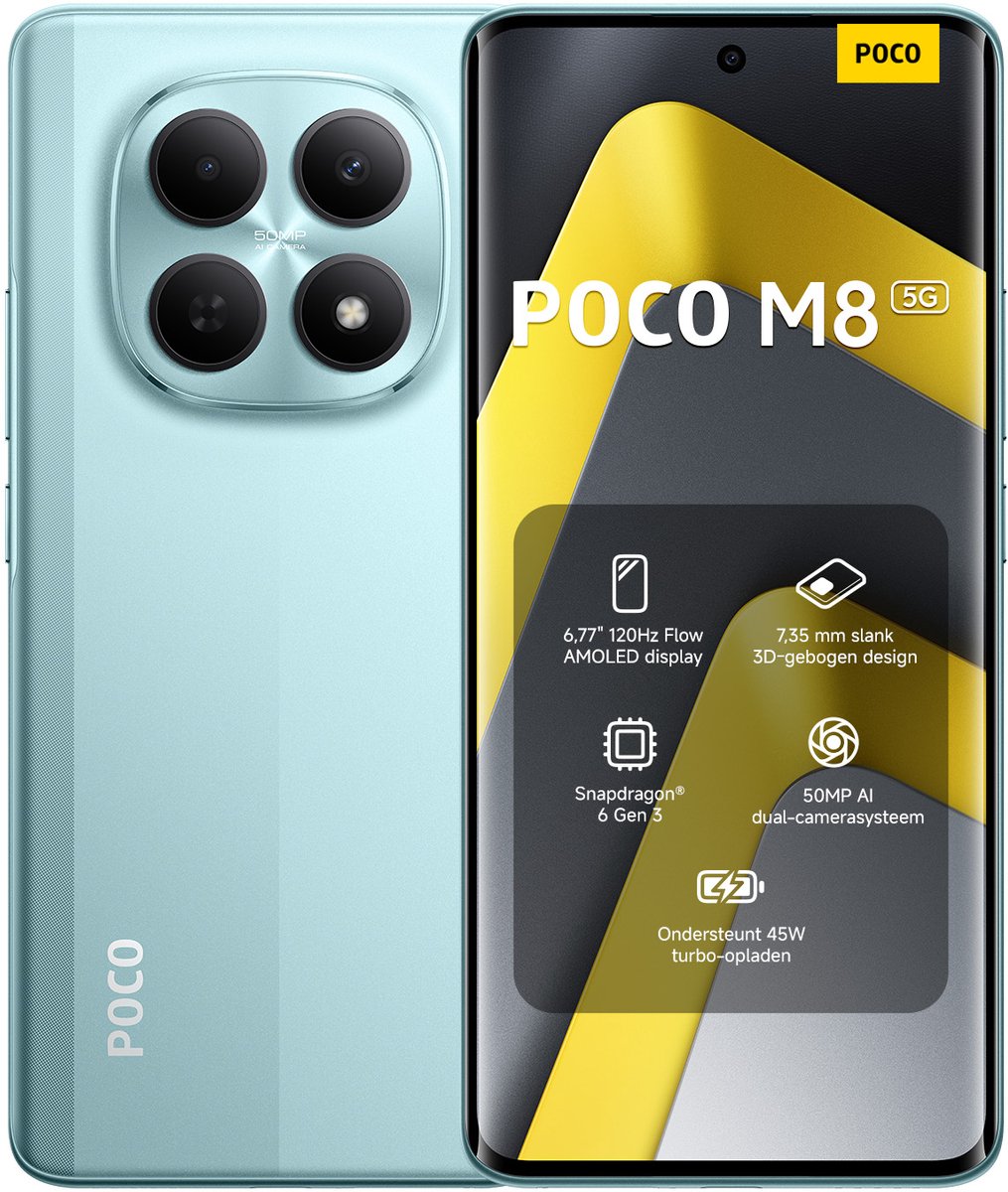 POCO M8 5G 17,2 cm (6.77") Hybride Dual SIM USB Type-C 8 GB 256 GB 5520 mAh Groen
