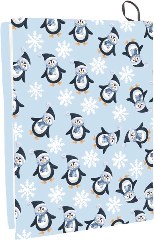 Elastische - Pinguïn - Rekbare Boekomslag - Dier - Blauw - Cover - Wasbare - Herbruikbare - Grote - Nylon - Boek - Mouw - Boek Protector - Elastische - Notebook - Wraps - voor 9x11 inch - Hardcover - Boeken - Leerboek - Gift.