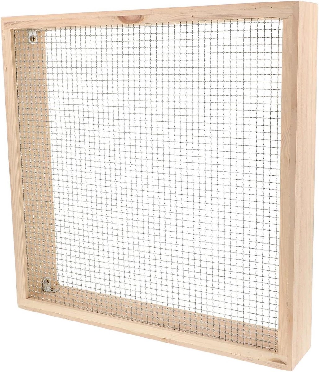 Grondzeef Houten Frame - Compostzeef Tuin - Aarde Ziften - 6mm Maaswijdte - 38x38 cm - Beige