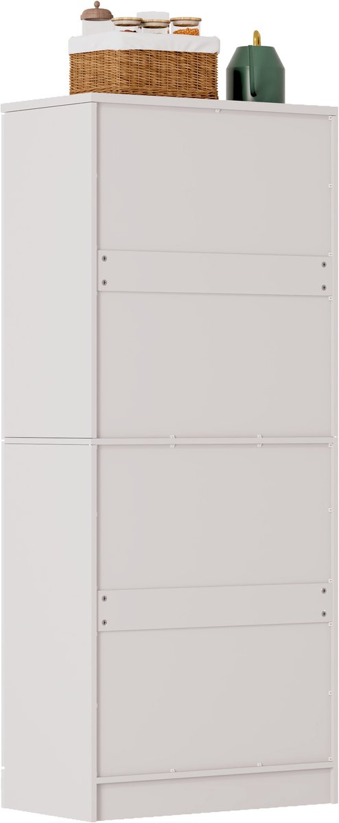 OKWISH Keukenkast Voorraadkast – Hoogglans Wit – 76x42x180 cm – 4 Deuren – Verstelbare Planken – Ruimtebesparende Opbergruimte – MDF — cadeau in Cadeau-ideeën - foto 6