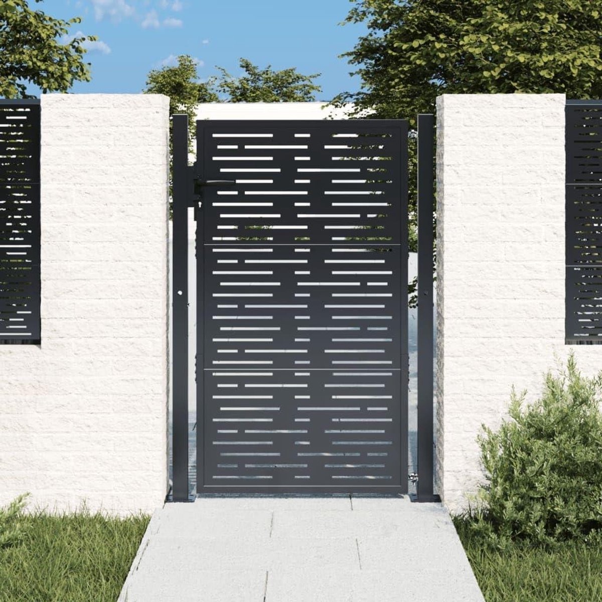 Tuinpoort Staal - Metalen hek - Tuin afscheiden - Lasergesneden design - 100 x 125 cm - An
