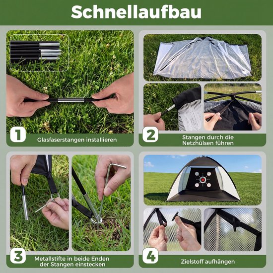 COSTWAY golfoefeningsnet 300 x 200 cm, golfnet met slagmat, doelplaat, 5 ballen en tee, chipping-trainingsnetten incl. draagtas, draagbaar trainingshulpmiddel voor binnen en buiten van Costway — afbeelding 3