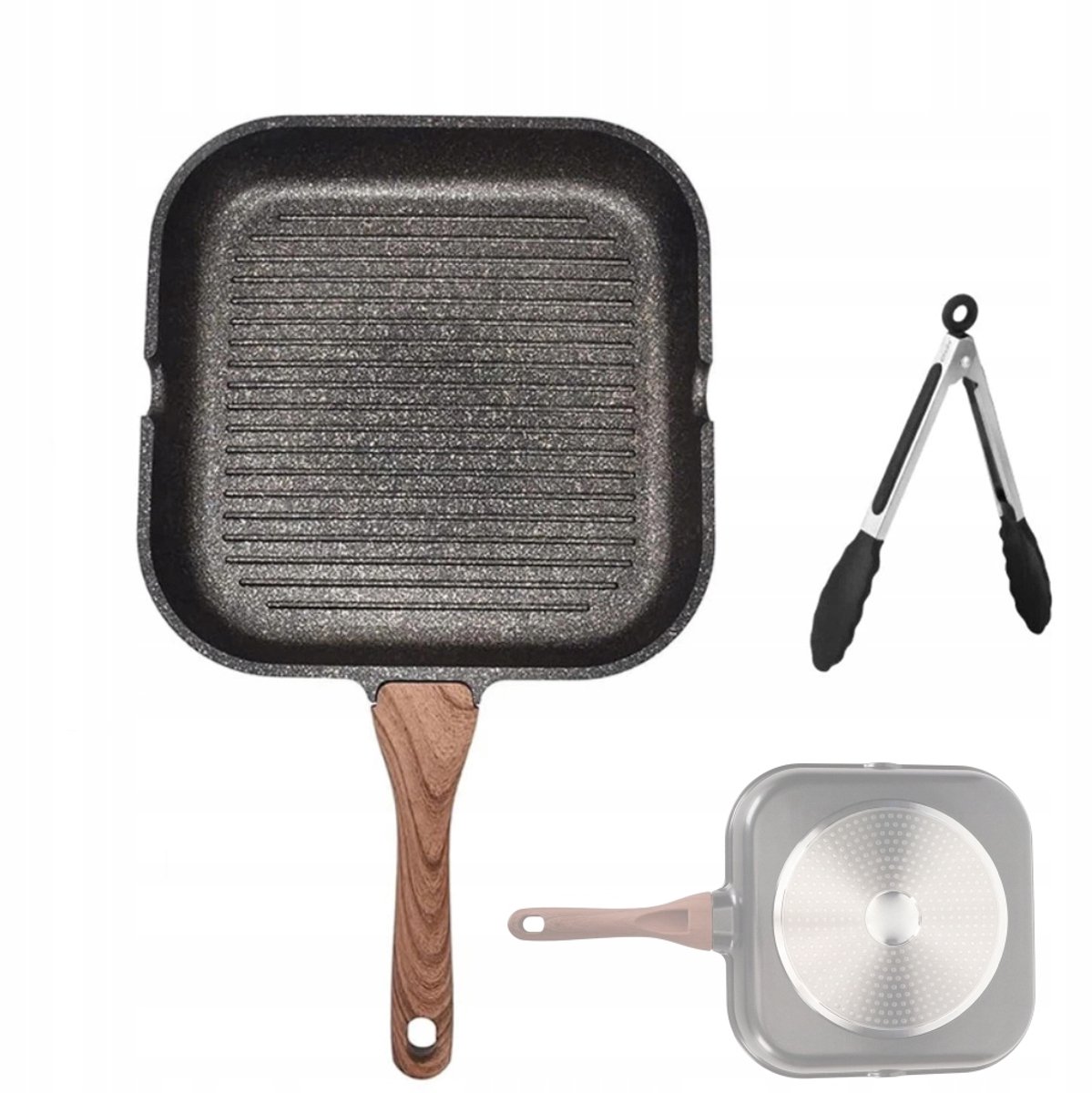 Zware Gietijzeren Grillpan 28x28cm Zwart - Geschikt voor Inductie