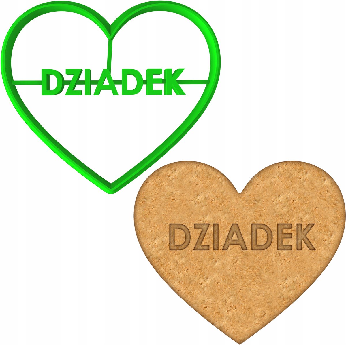 Koekjesvorm Hart met Tekst 'DZIADEK' - Dag van Opa & Oma