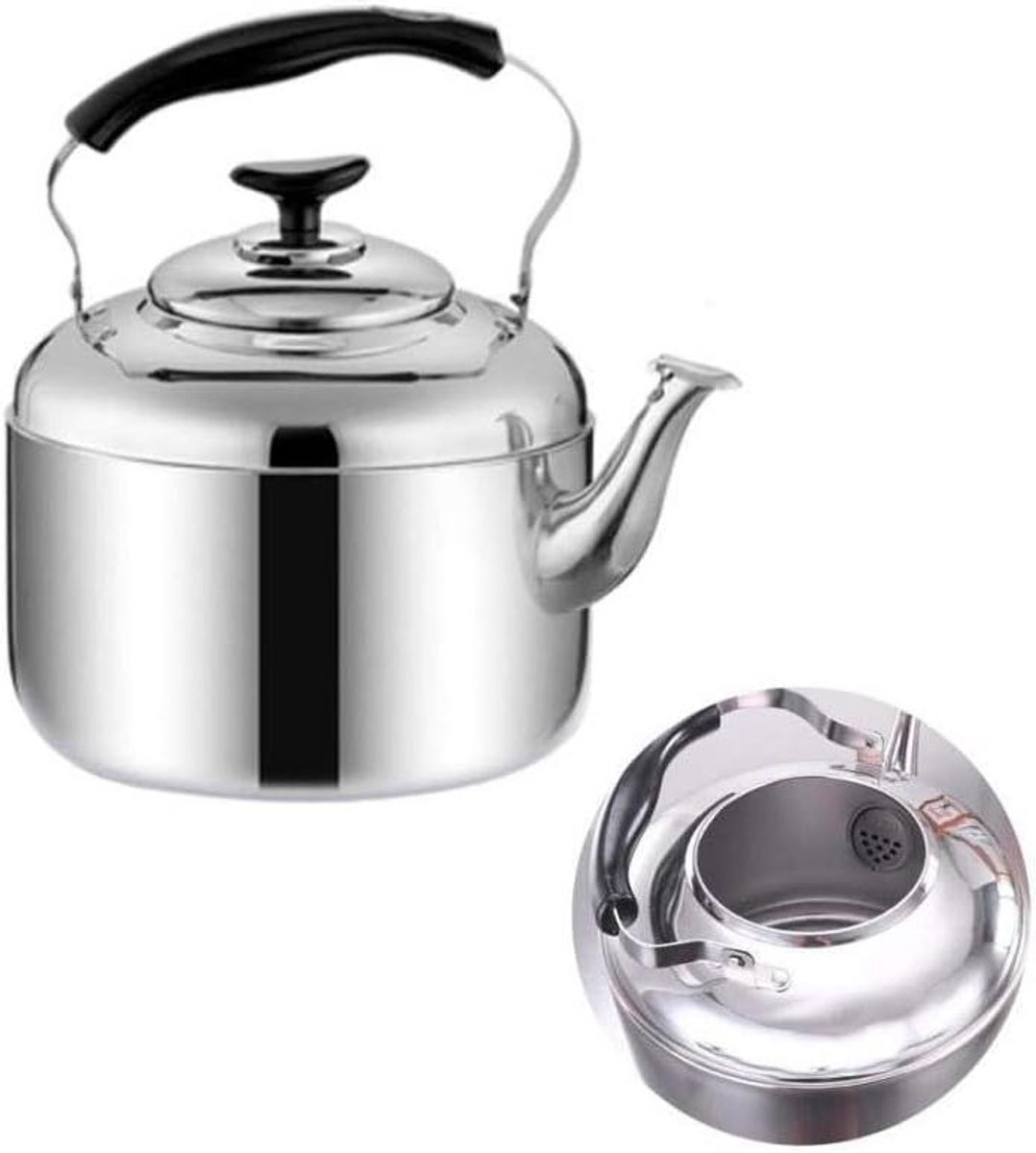 Waterkoker Theepot - Fluitketel - Water Koken - Grote Capaciteit - 5 Liter - Zilver